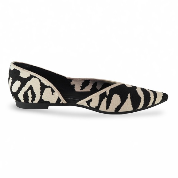 Vivaia Melia Pointed-Toe D'Orsay Flats Women 10.5 Ecru Tiger Print Sustainable - Picture 7 of 11